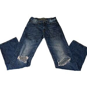 American Eagle Men's Blue Made To Last Original Straight Jeans 30x34 Distressed